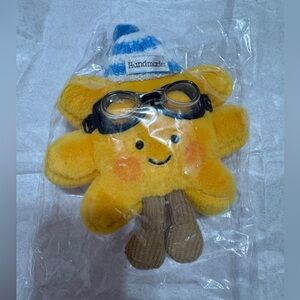 Yellow Plush Star Toy Bag Charm Keychain with Goggles